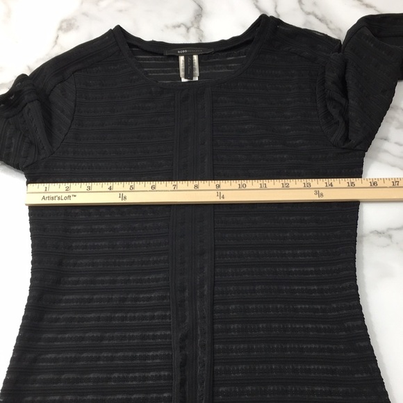 BCBG MaxAzria Black Jacquard Knit Pullover Blouse Womens Small Long Sleeve - Picture 8 of 11
